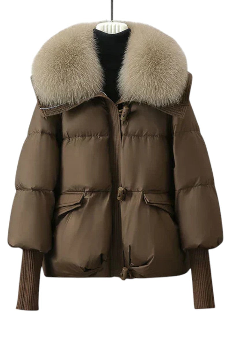 Sophie | Veste chaude avec capuche et col en fourrure