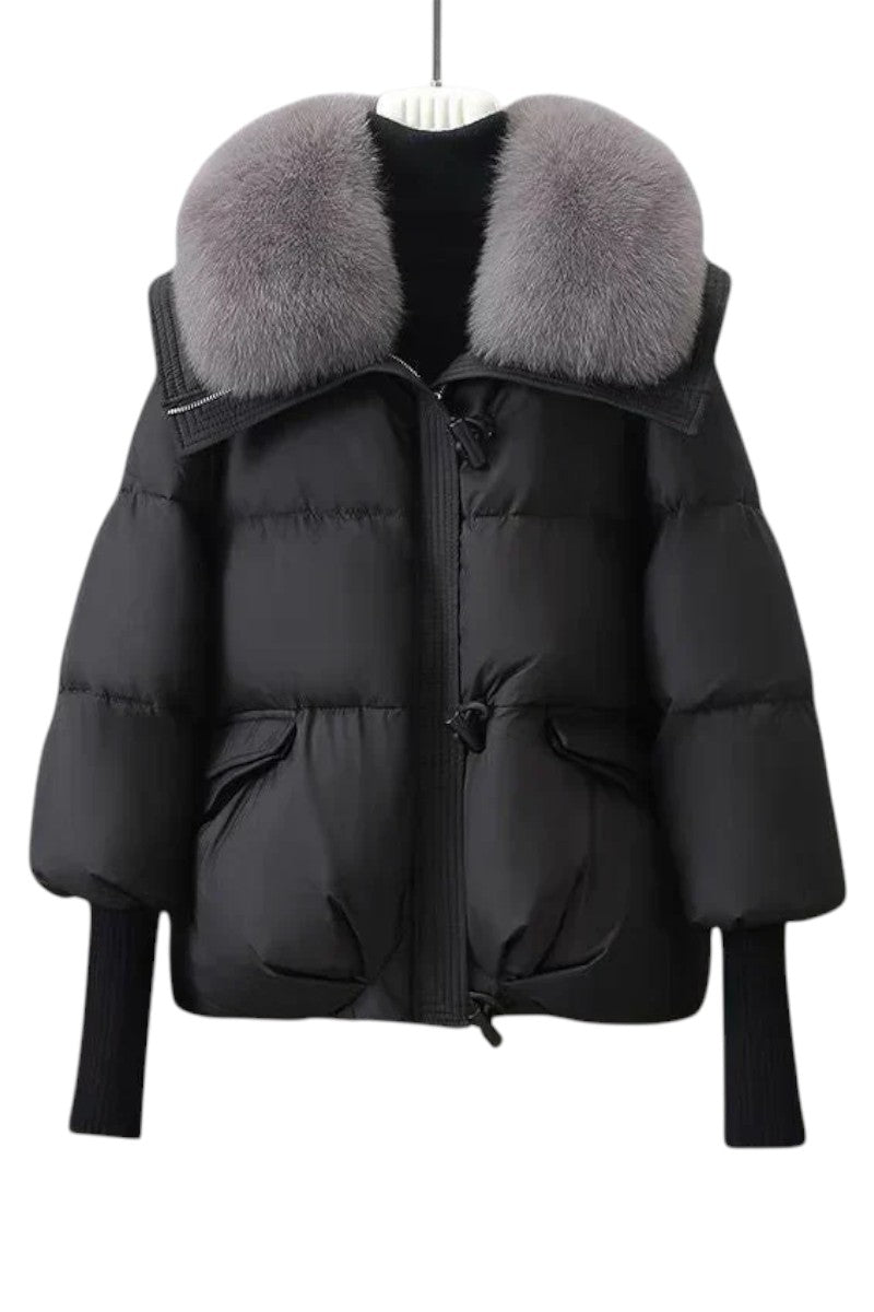 Sophie | Veste chaude avec capuche et col en fourrure