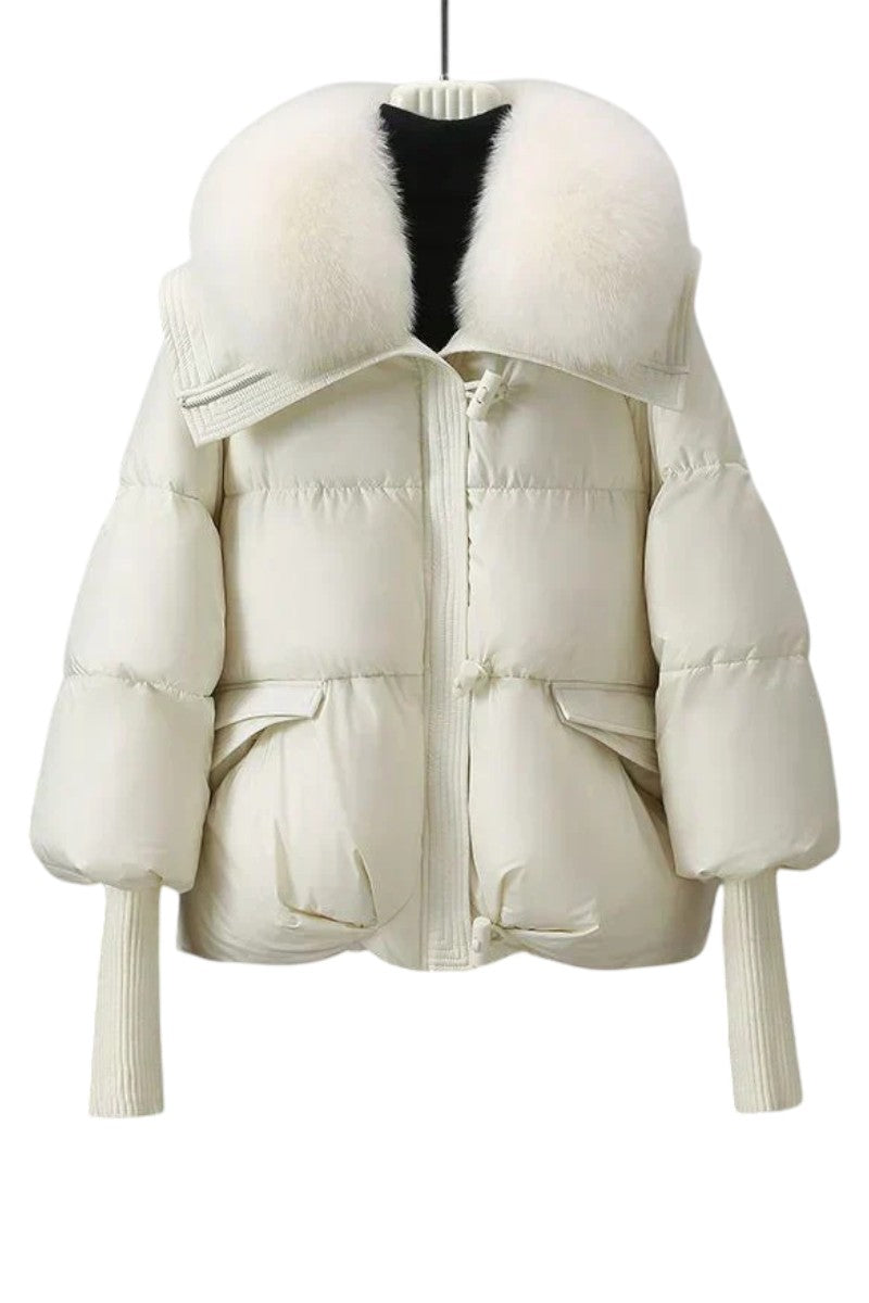 Sophie | Veste chaude avec capuche et col en fourrure